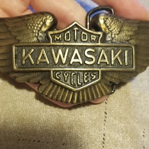 Kawasaki Wings Belt Buckle Motor Cycles Motorcycles Vintage 80s Promo  BIKER